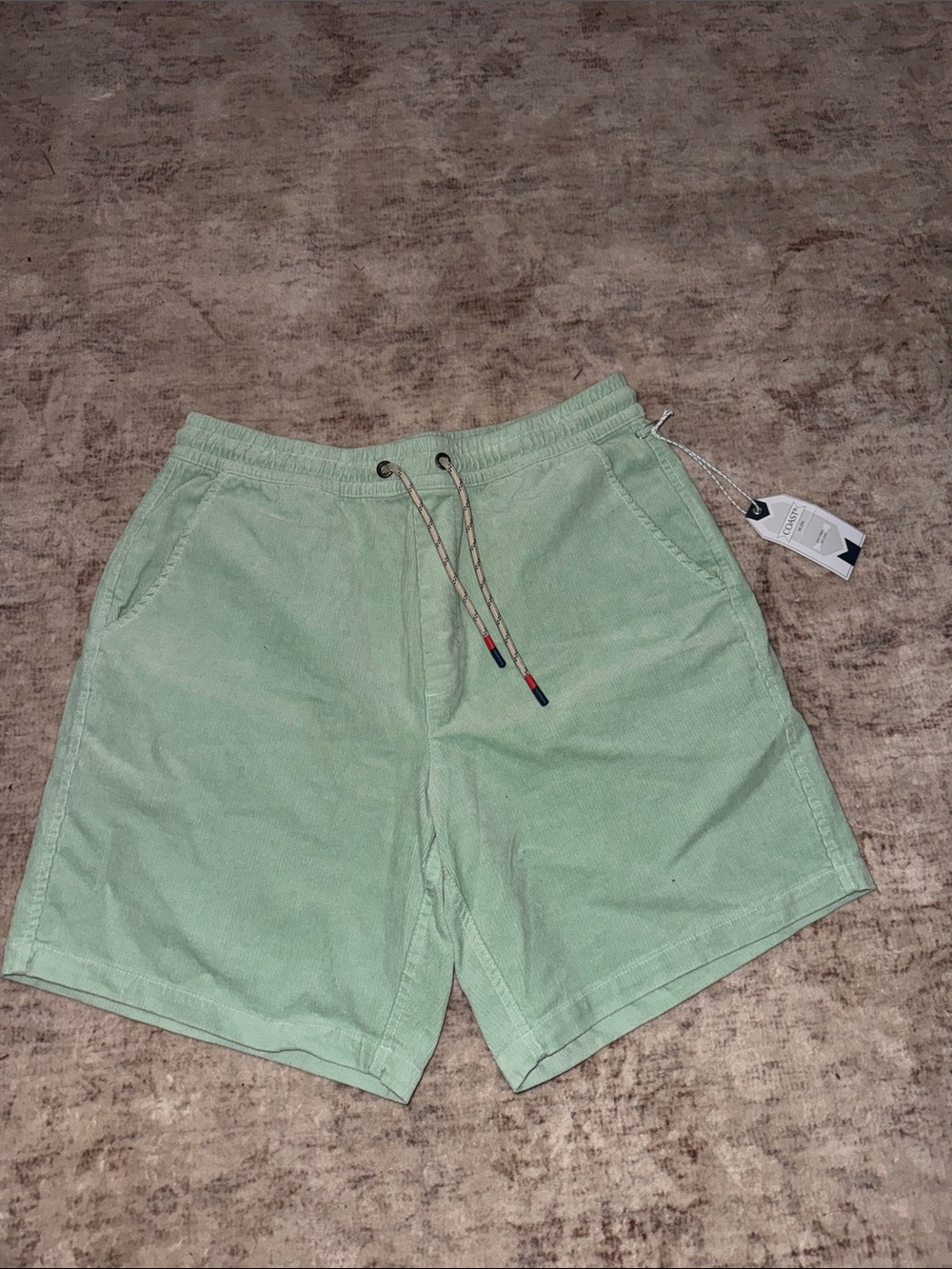 Men's Mint Green Corduroy Drawstring Athletic Shorts